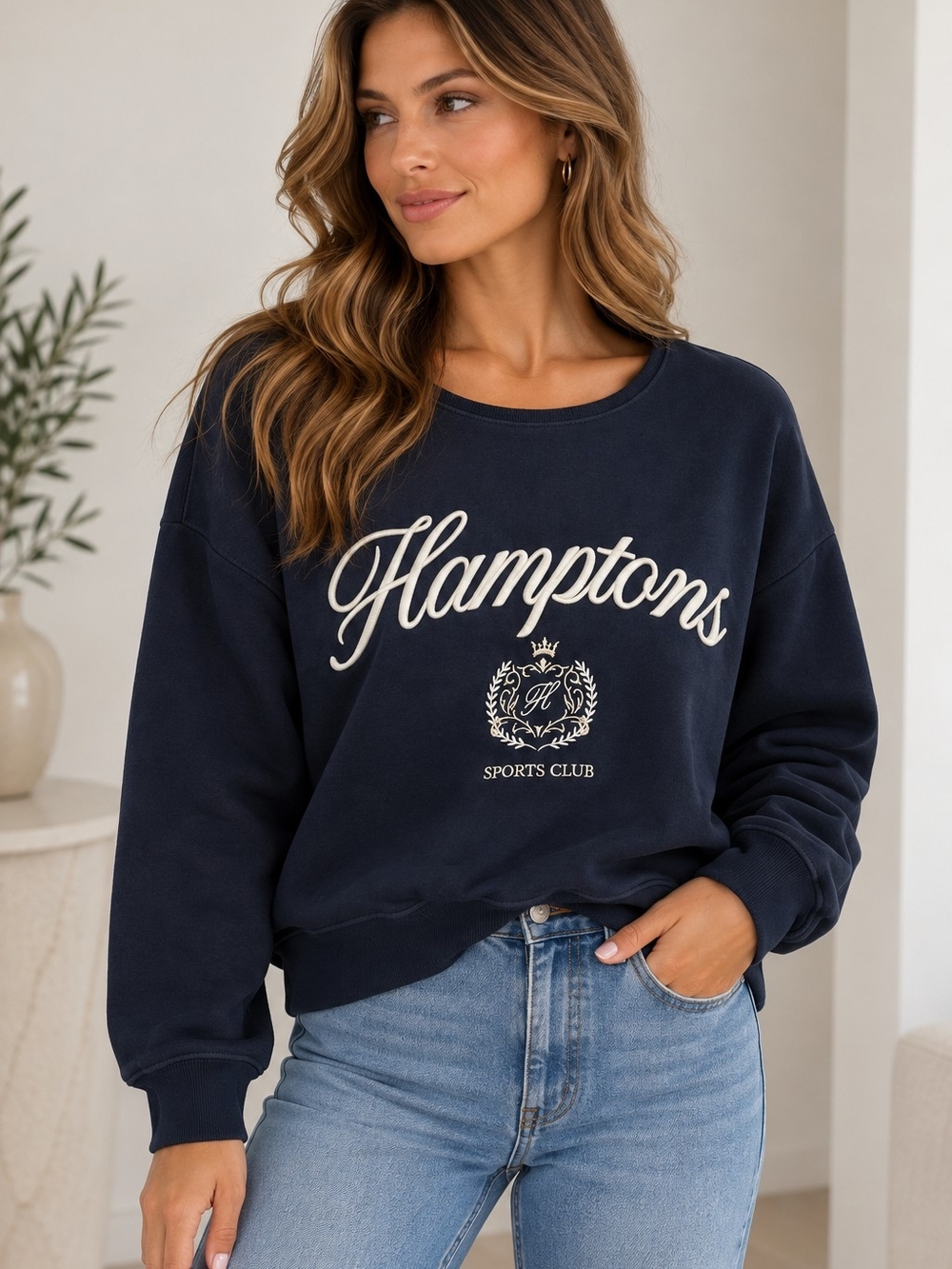 🟠 3/$15 BUNDLE DEA Hamptons Navy Crewneck Sweatshirt - Women's Relaxed Pullover